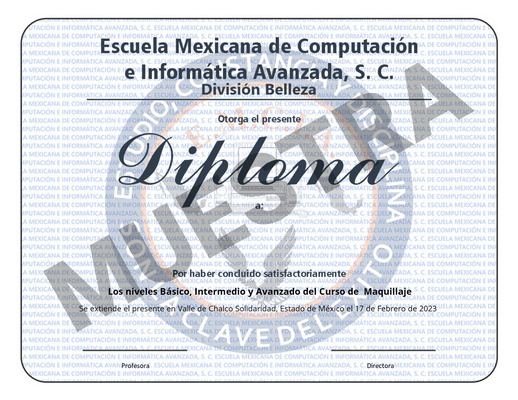 Diploma expedido por Emcia